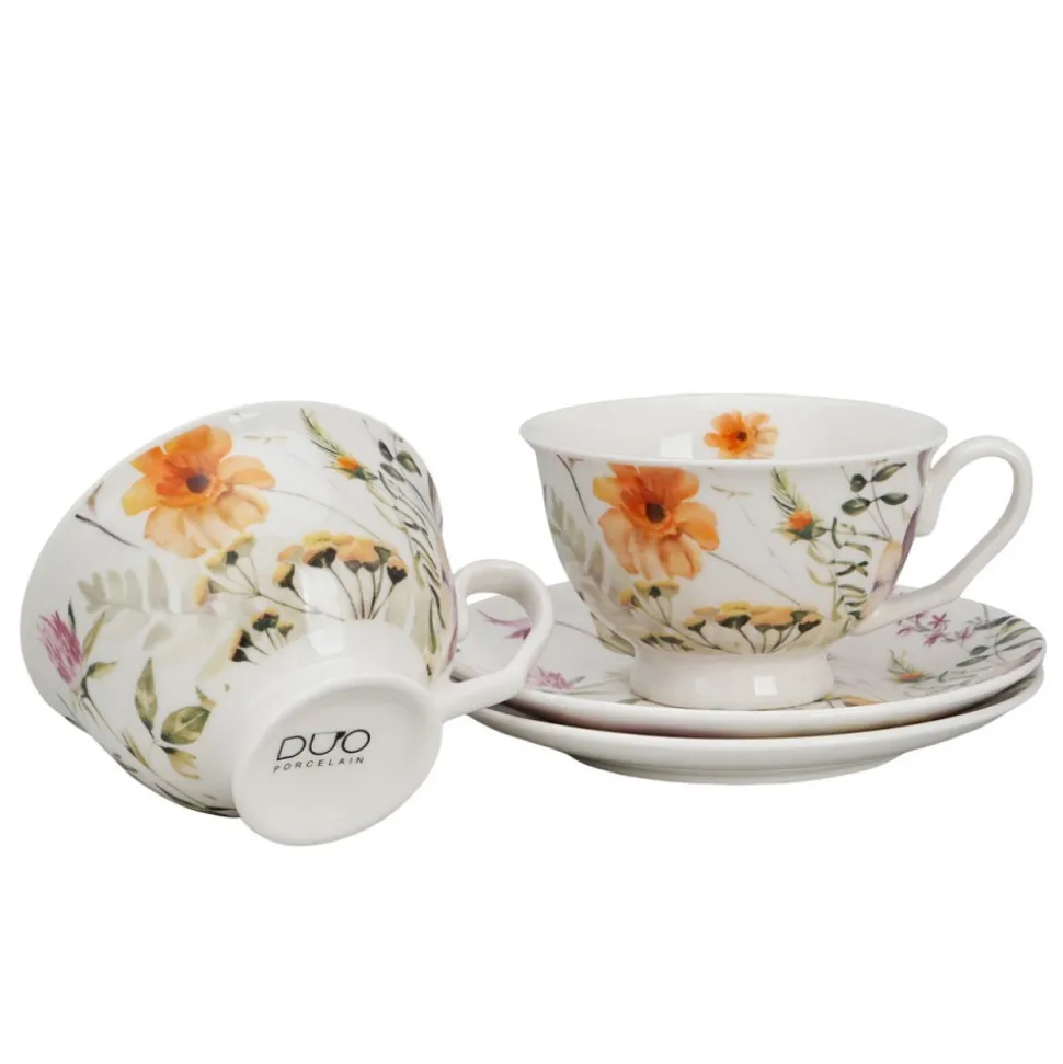 Zestaw filiżanek ze spodkami PANSY 2 sztuki 250 ml