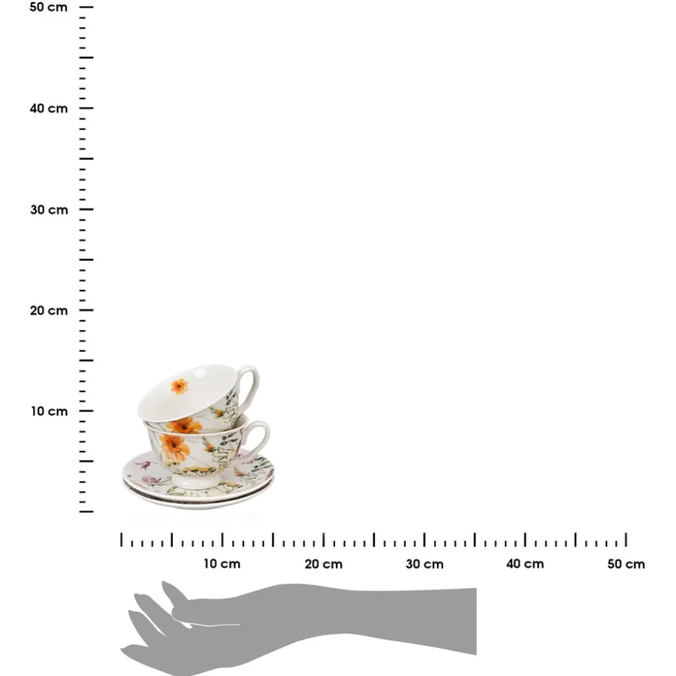 Zestaw filiżanek ze spodkami PANSY 2 sztuki 250 ml