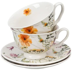 Zestaw filiżanek ze spodkami PANSY 2 sztuki 250 ml