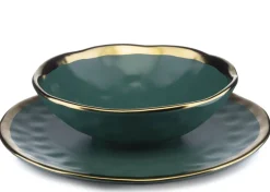 Zestaw ośmiu talerzy LISSA GREEN GOLD