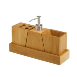 Zestaw akcesoriów łazienkowych bambus 4 elem. * HowHomely Clearance