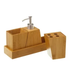 Zestaw akcesoriów łazienkowych bambus 4 elem. * HowHomely Clearance