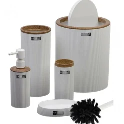 Zestaw łazienkowy Kely Round white/wood * HowHomely Hot