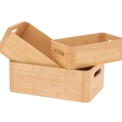 Zestaw 3 bambusowych organizerów z uchwytami * TENDANCE Outlet