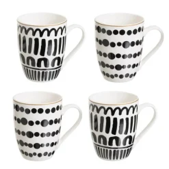 Zestaw ceramicznych kubków Lyne 4x 350 ml * HowHomely New
