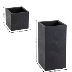 Zestaw donic na kółkach Betonique Słupek czarny beton 2 szt * HowHomely Outlet