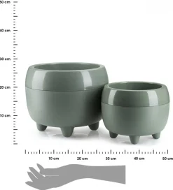 Zestaw donic na nóżkach botanica szarozielone * HowHomely Sale