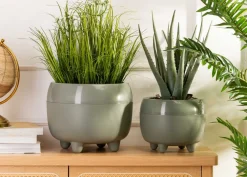 Zestaw donic na nóżkach botanica szarozielone * HowHomely Sale