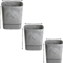 Zestaw donic z podstawką CUBI recykling szary beton 3 szt * HowHomely