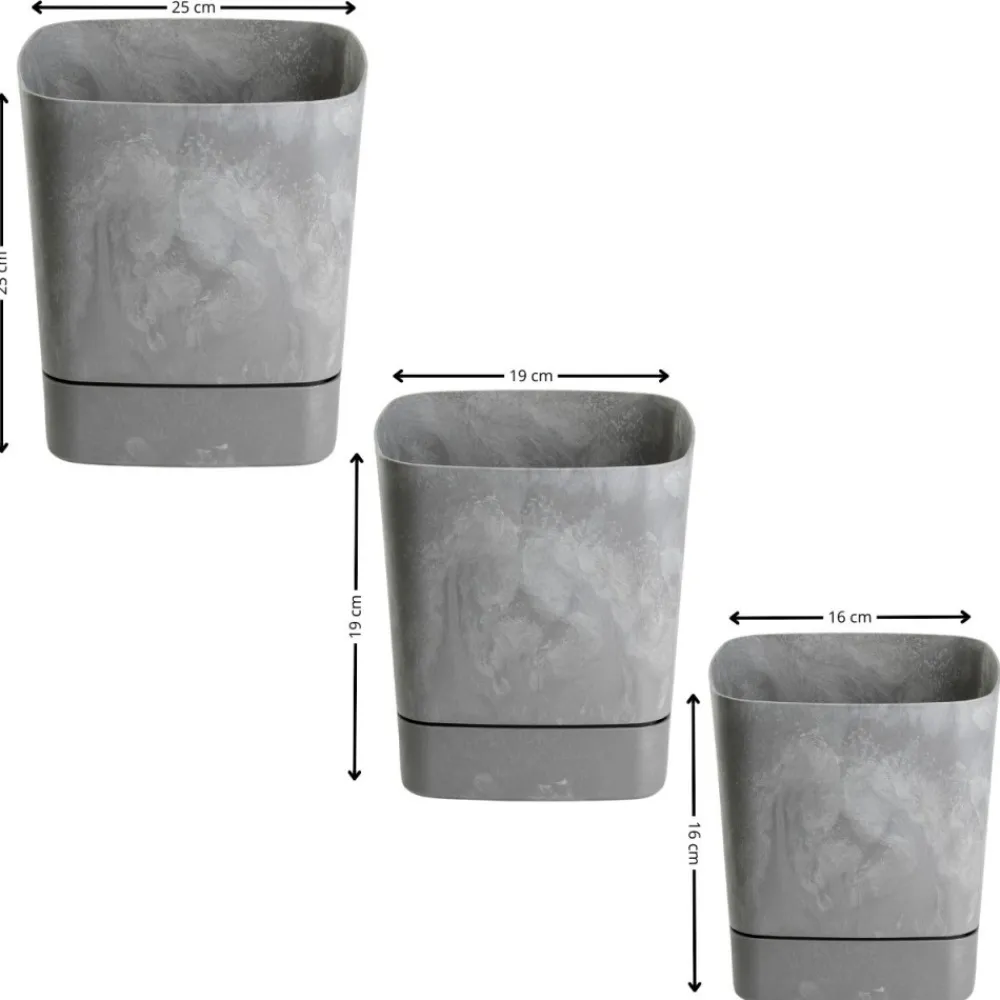Zestaw donic z podstawką CUBI recykling szary beton 3 szt * HowHomely