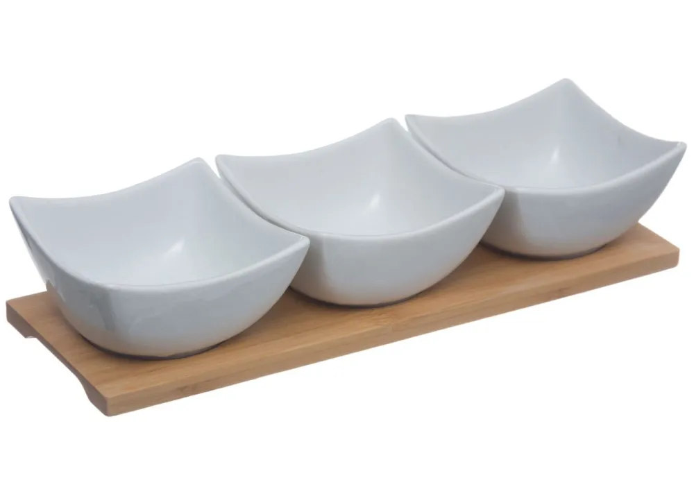 Zestaw do przekąsek białe miski na tacy * Secret de Gourmet New