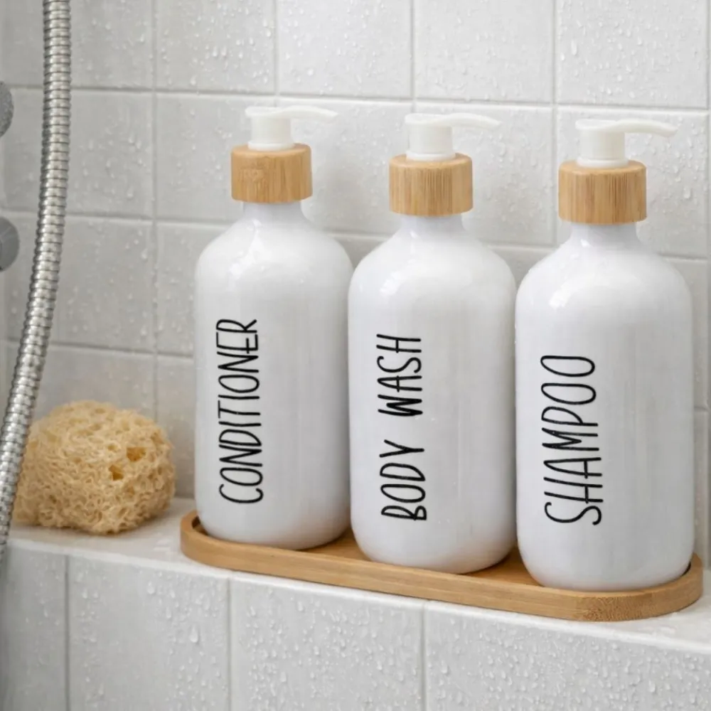 Zestaw dozowników łazienkowychw kolorze białym 3x500 ml * HowHomely Outlet