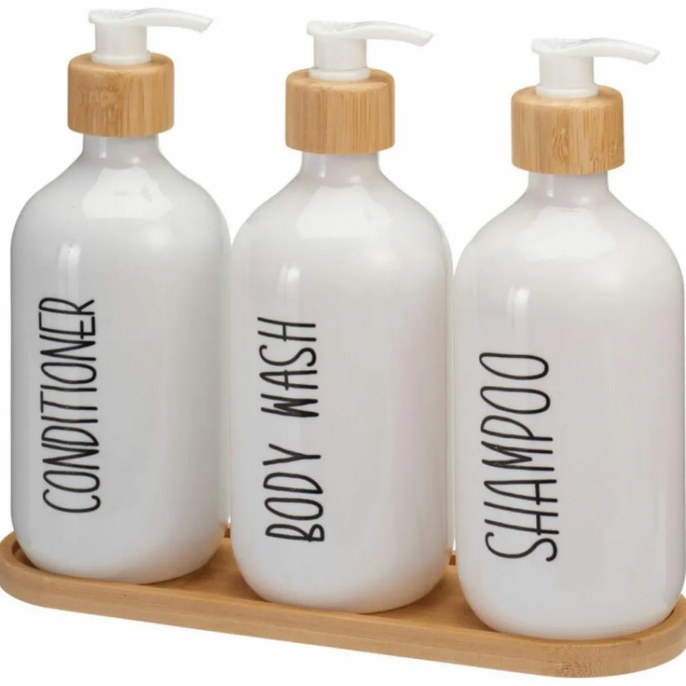 Zestaw dozowników łazienkowychw kolorze białym 3x500 ml * HowHomely Outlet