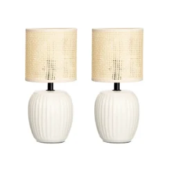 Zestaw dwóch lamp z beżowym abażurem * GIFTDECOR Discount