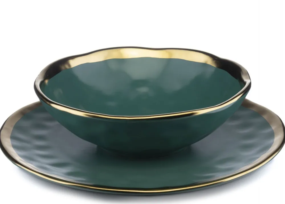 Zestaw dwóch talerzy LISSA GREEN GOLD * HowHomely