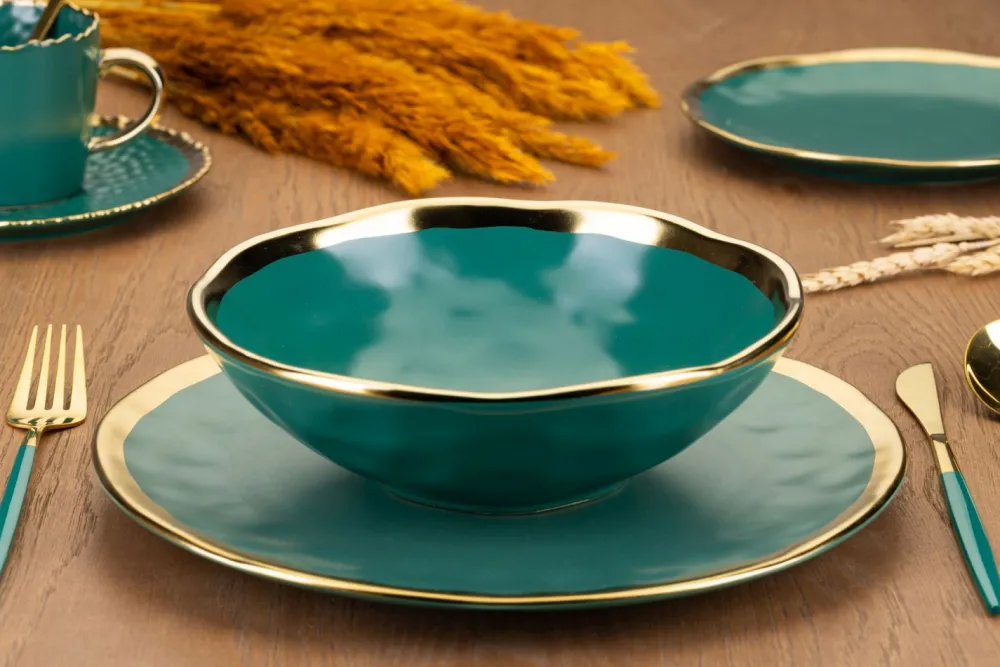 Zestaw dwóch talerzy LISSA GREEN GOLD * HowHomely
