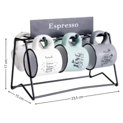 Zestaw 6 filiżanek do espresso ze stojakiem * HowHomely Outlet