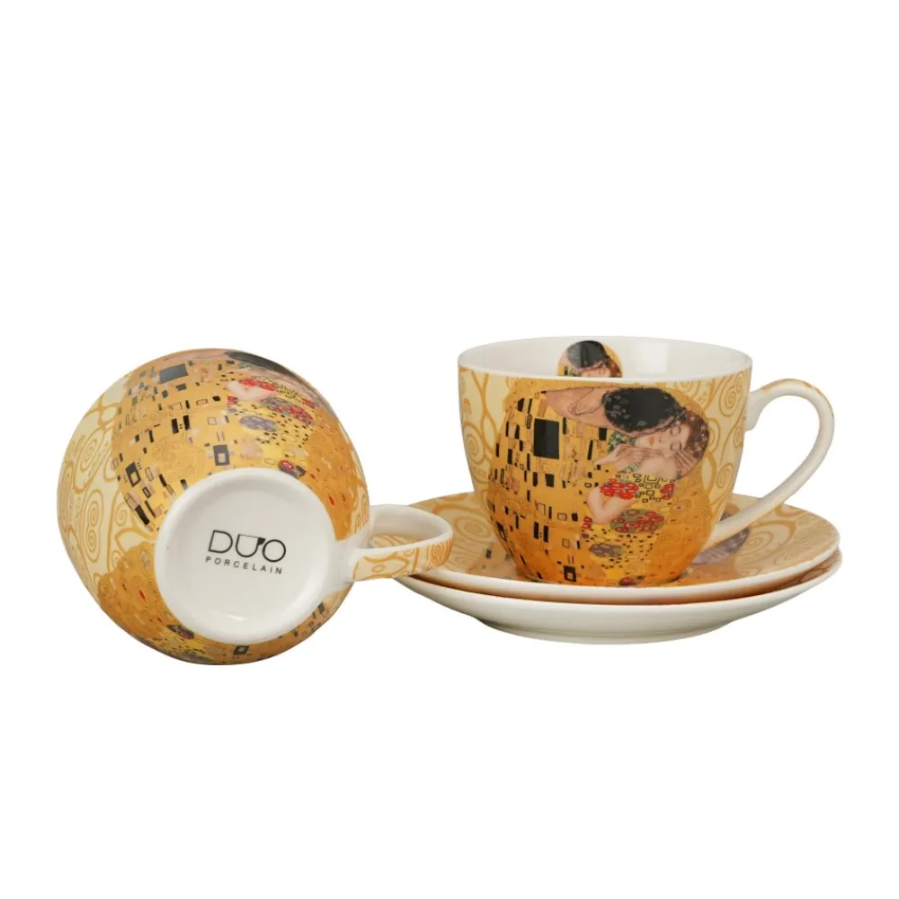 Zestaw 2 filiżanek Ecru Klimt THE KISS 250 ml * Duo Outlet