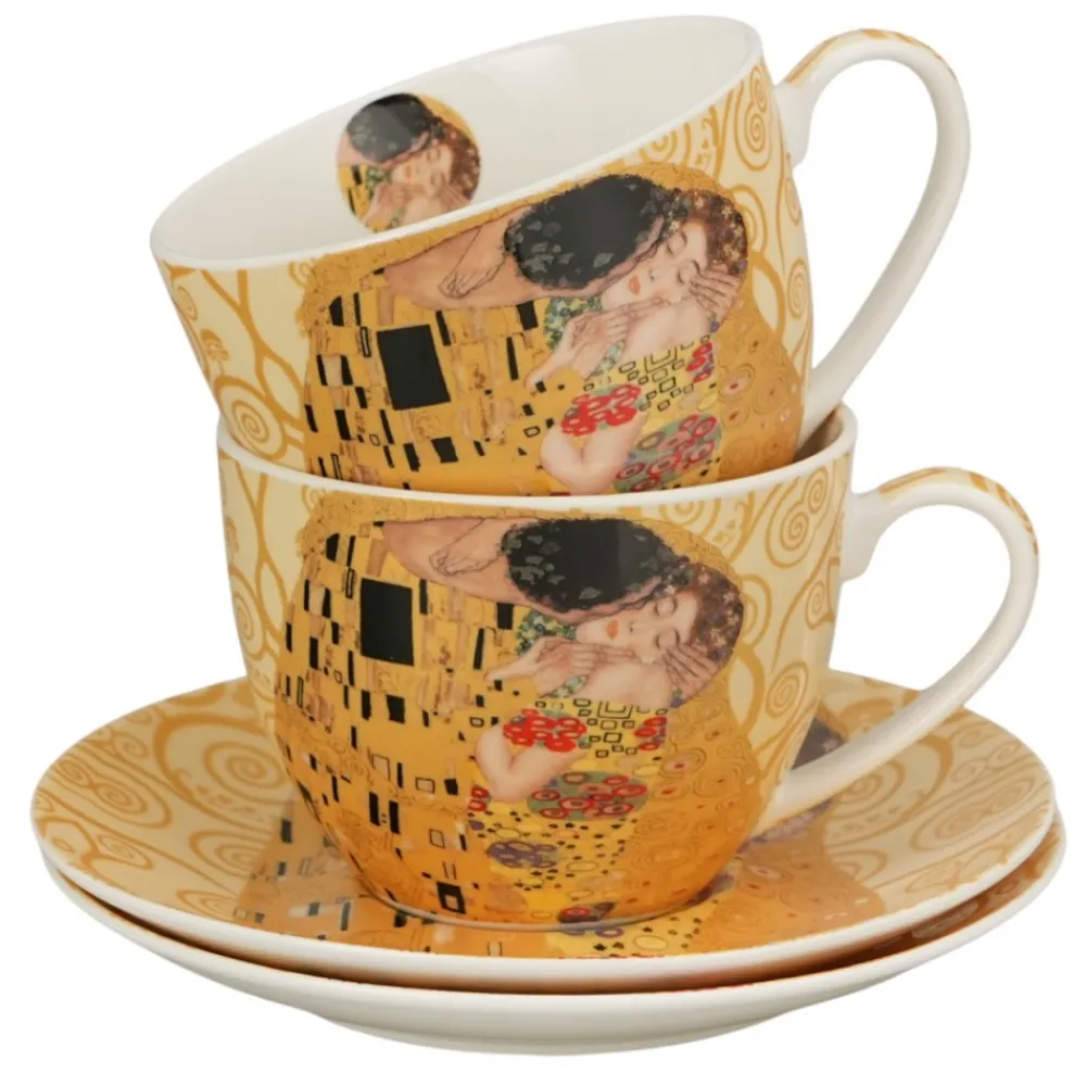 Zestaw 2 filiżanek Ecru Klimt THE KISS 250 ml * Duo Outlet