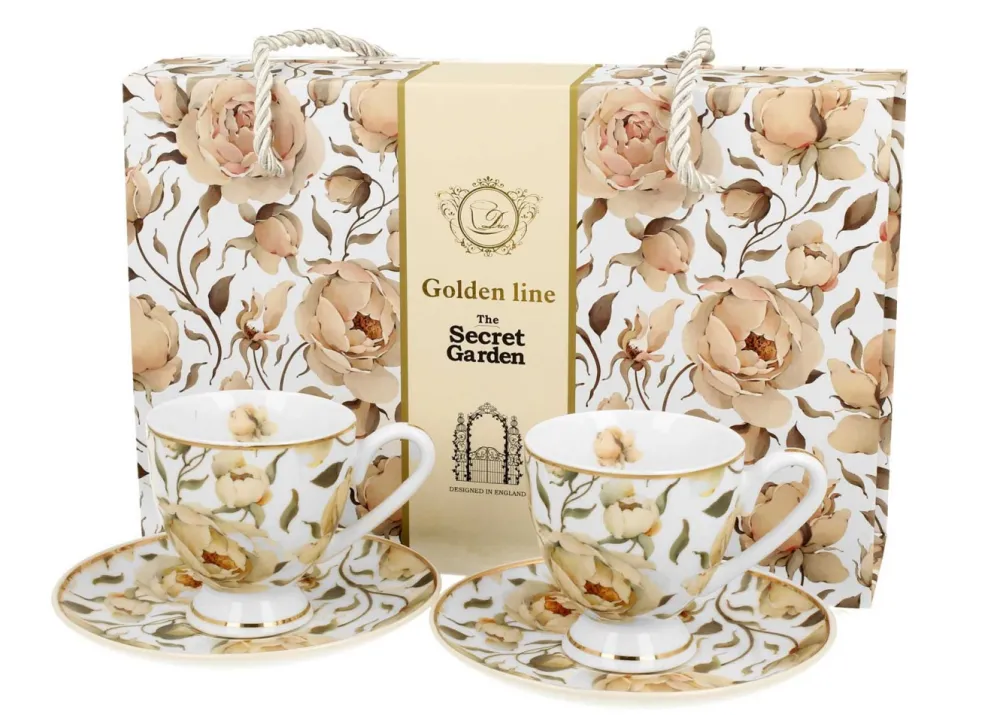Zestaw 2 filiżanek espresso English Roses White 90 ml * Duo Outlet