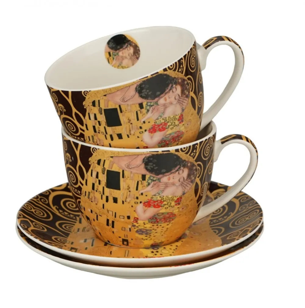 Zestaw 2 filiżanek Klimt THE KISS Brown 250 ml * Duo Outlet