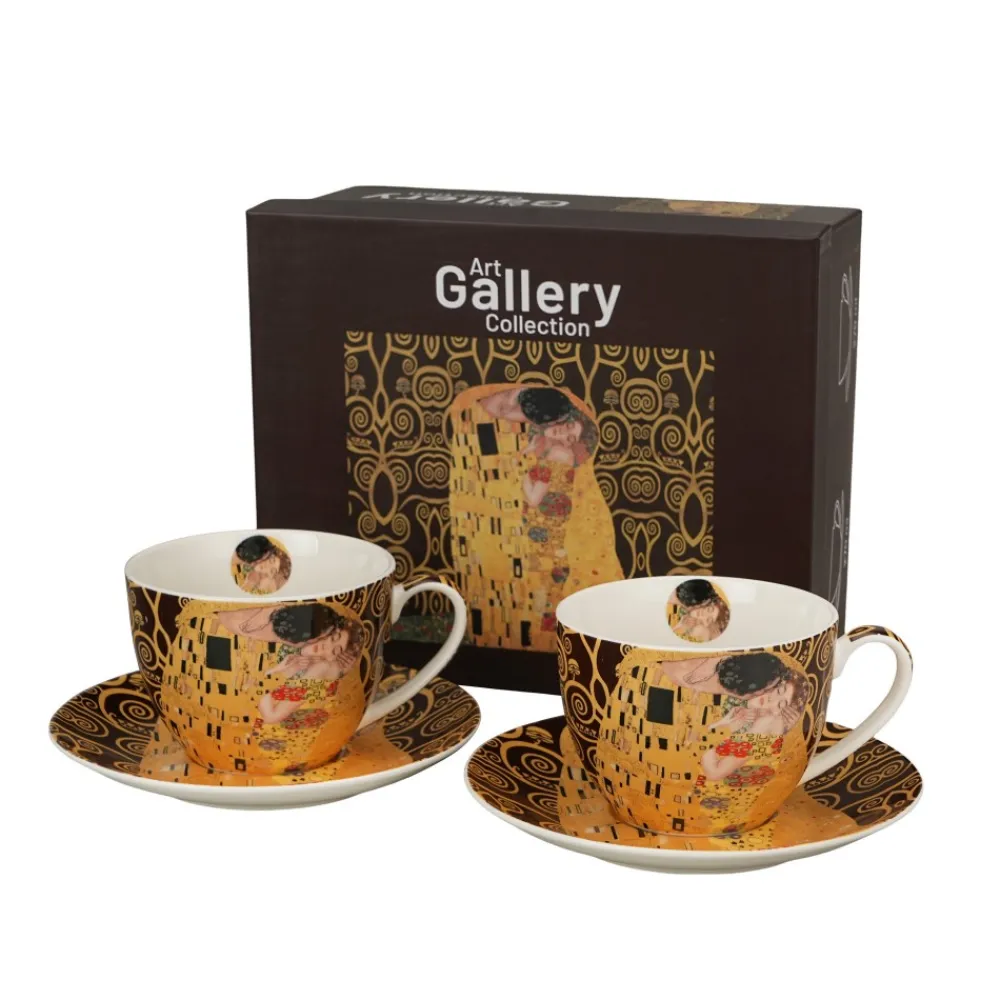 Zestaw 2 filiżanek Klimt THE KISS Brown 250 ml * Duo Outlet