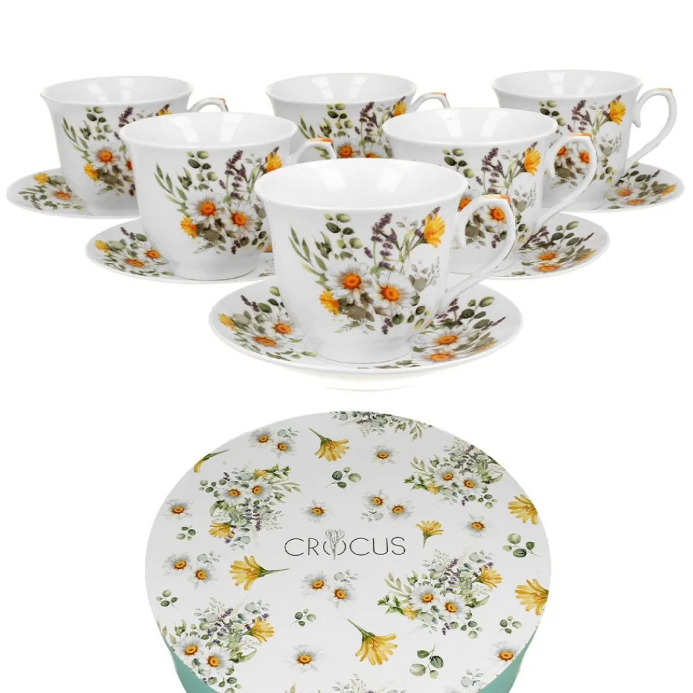 Zestaw filiżanek ze spodkami DAISY 6 sztuk 250 ml * Duo Hot