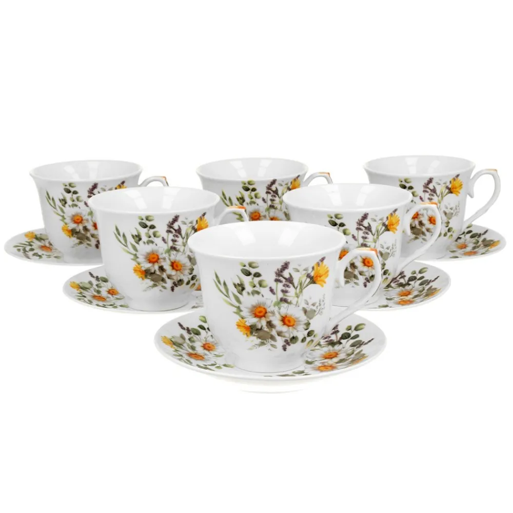 Zestaw filiżanek ze spodkami DAISY 6 sztuk 250 ml * Duo Hot