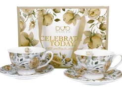 Zestaw 2 filiżanek ze spodkami ENGLISH ROSES WHITE 2x250 ml * Duo Best