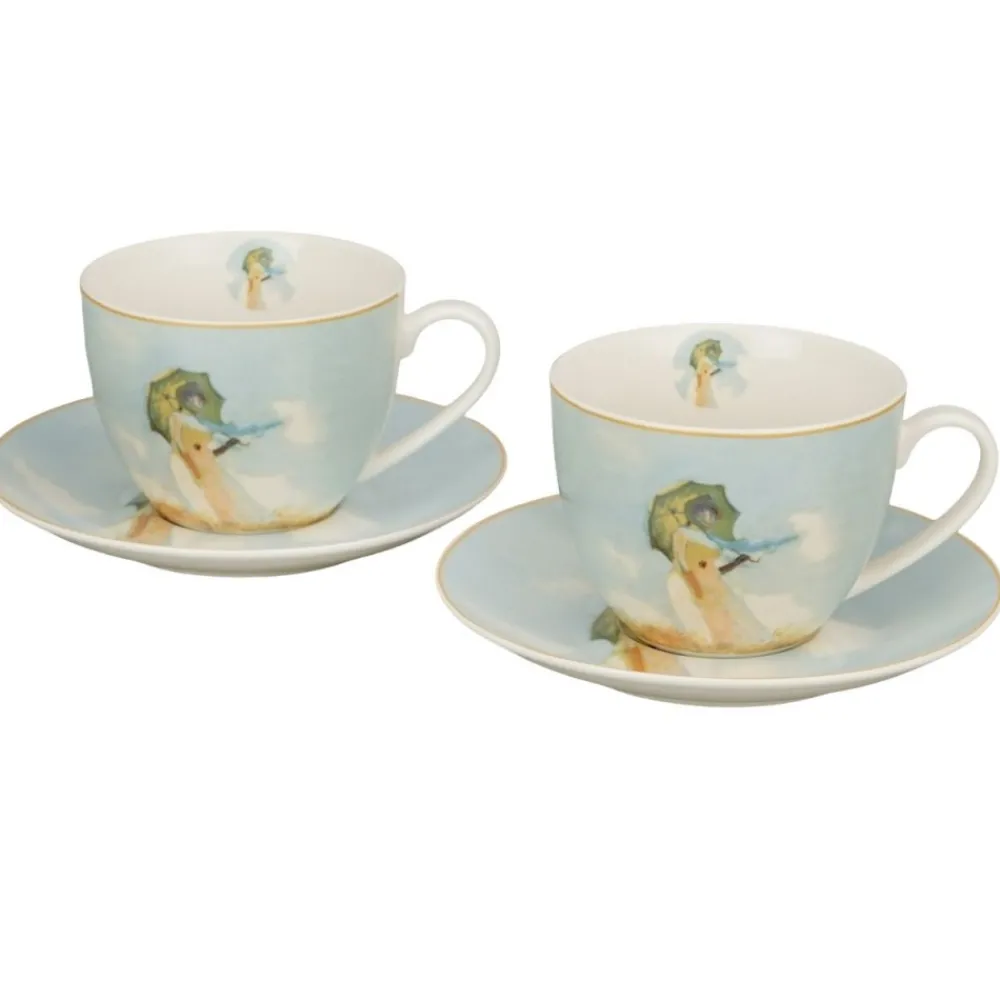 Zestaw 2 filiżanek ze spodkami Monet Woman With Parasol 270 ml * Duo Clearance