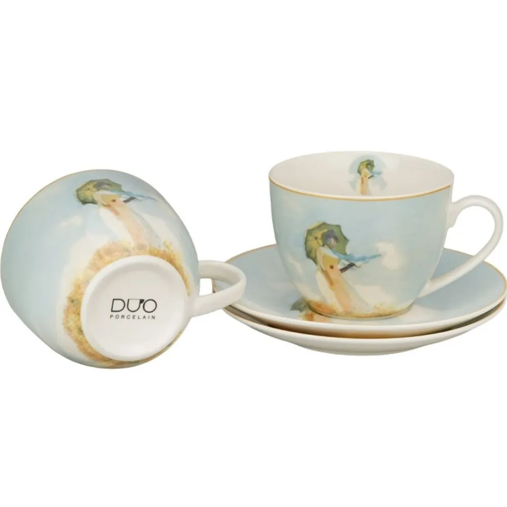 Zestaw 2 filiżanek ze spodkami Monet Woman With Parasol 270 ml * Duo Clearance
