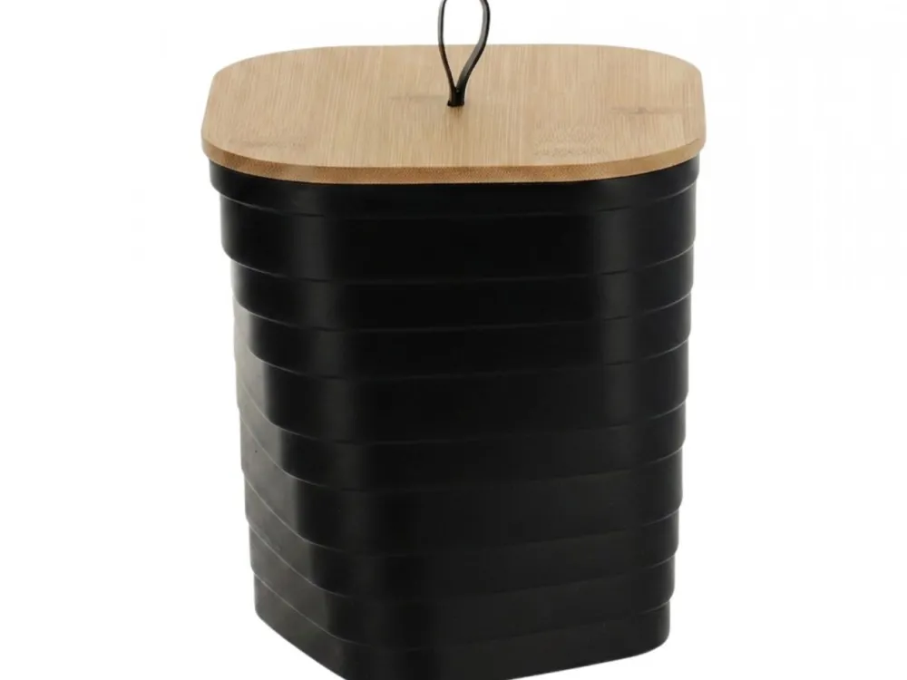 Zestaw koszy 2 szt czarne bambusowa pokrywka * TENDANCE Outlet