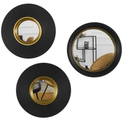 Zestaw 3 luster ściennych Vinyl czarno-złote * HowHomely Online
