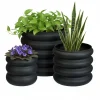 Zestaw metalowych doniczek Black Round 3 szt * HowHomely