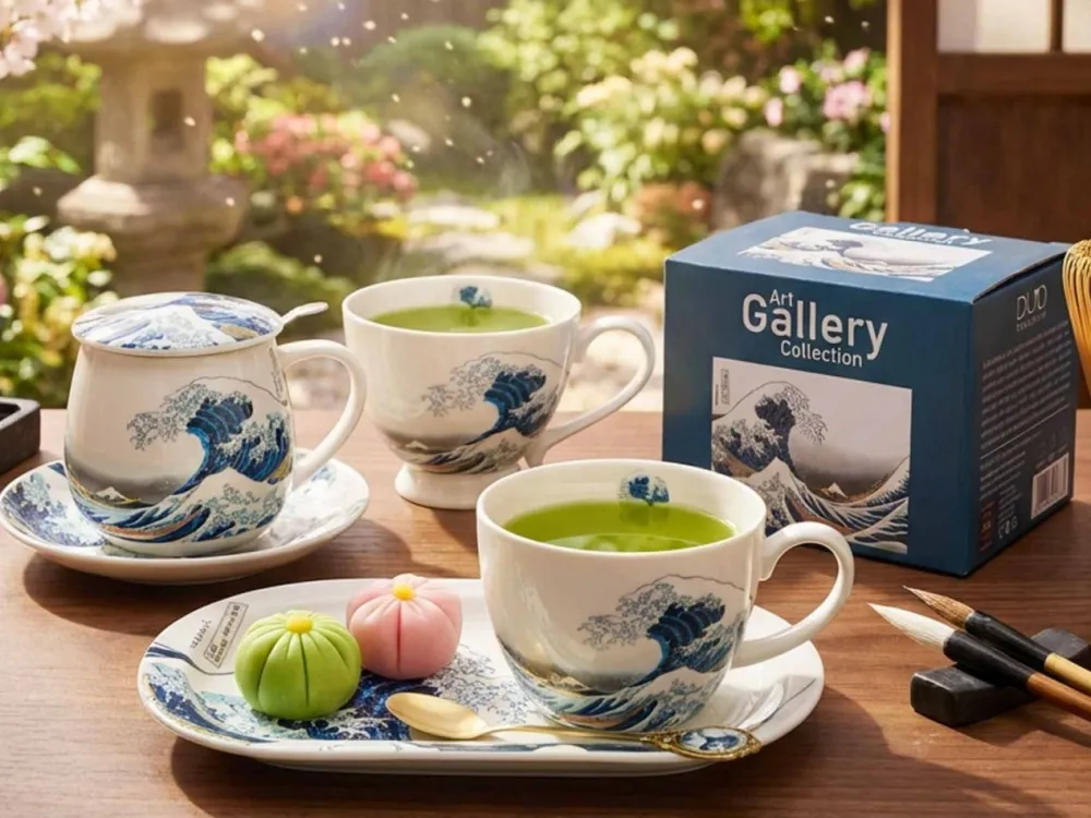 Zestaw śniadaniowy filiżanka ze spodkiem Hokusai The Great Wave * Duo Online