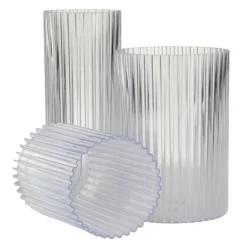 Zestaw 3 nowoczesnych wazonów RIBS transparentny bezbarwny * HowHomely Outlet