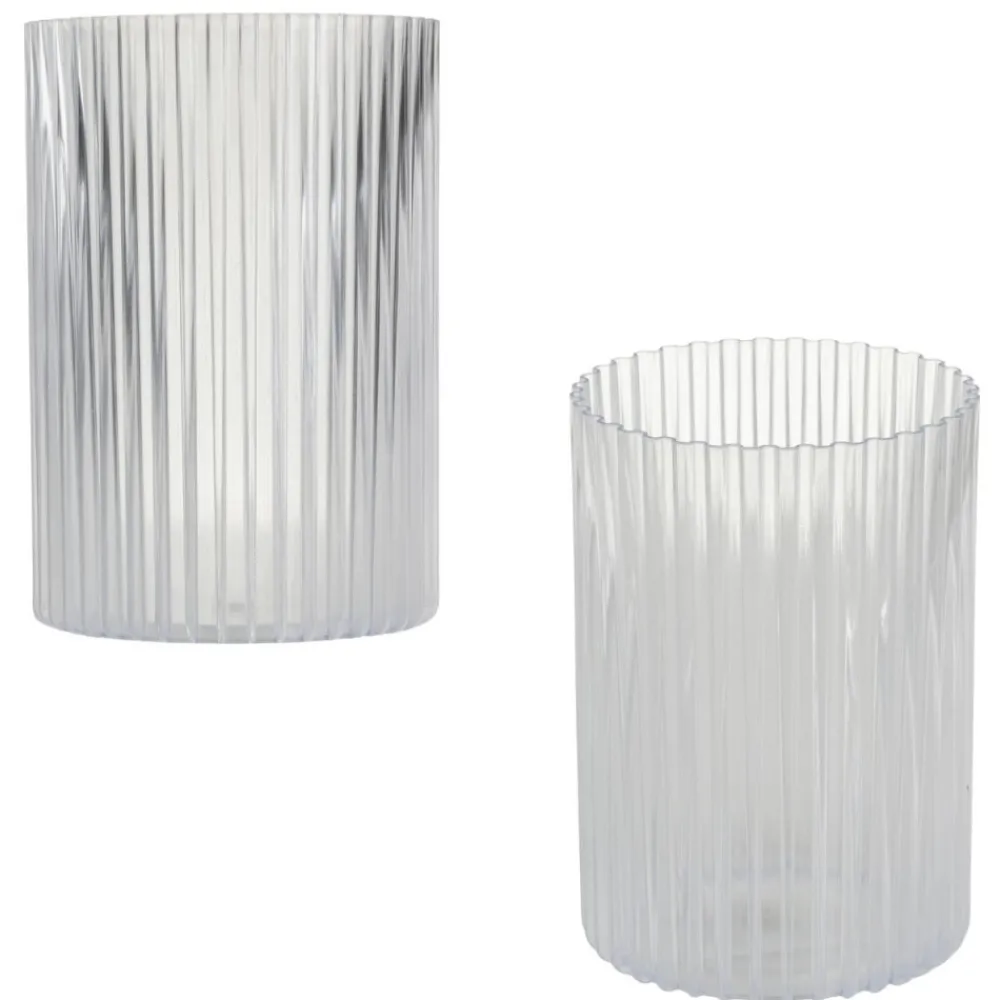 Zestaw 3 nowoczesnych wazonów RIBS transparentny bezbarwny * HowHomely Outlet