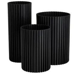 Zestaw 3 nowoczesnych wazonów RIBS czarne * HowHomely New