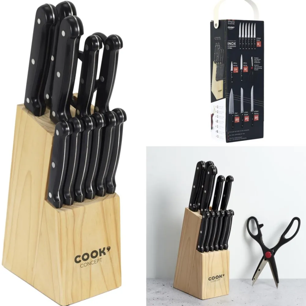 Zestaw noży Cook Concept z blokiem * HowHomely New