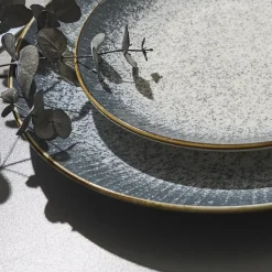 Zestaw obiadowy ceramiczny 12 el. AURA szary * Online
