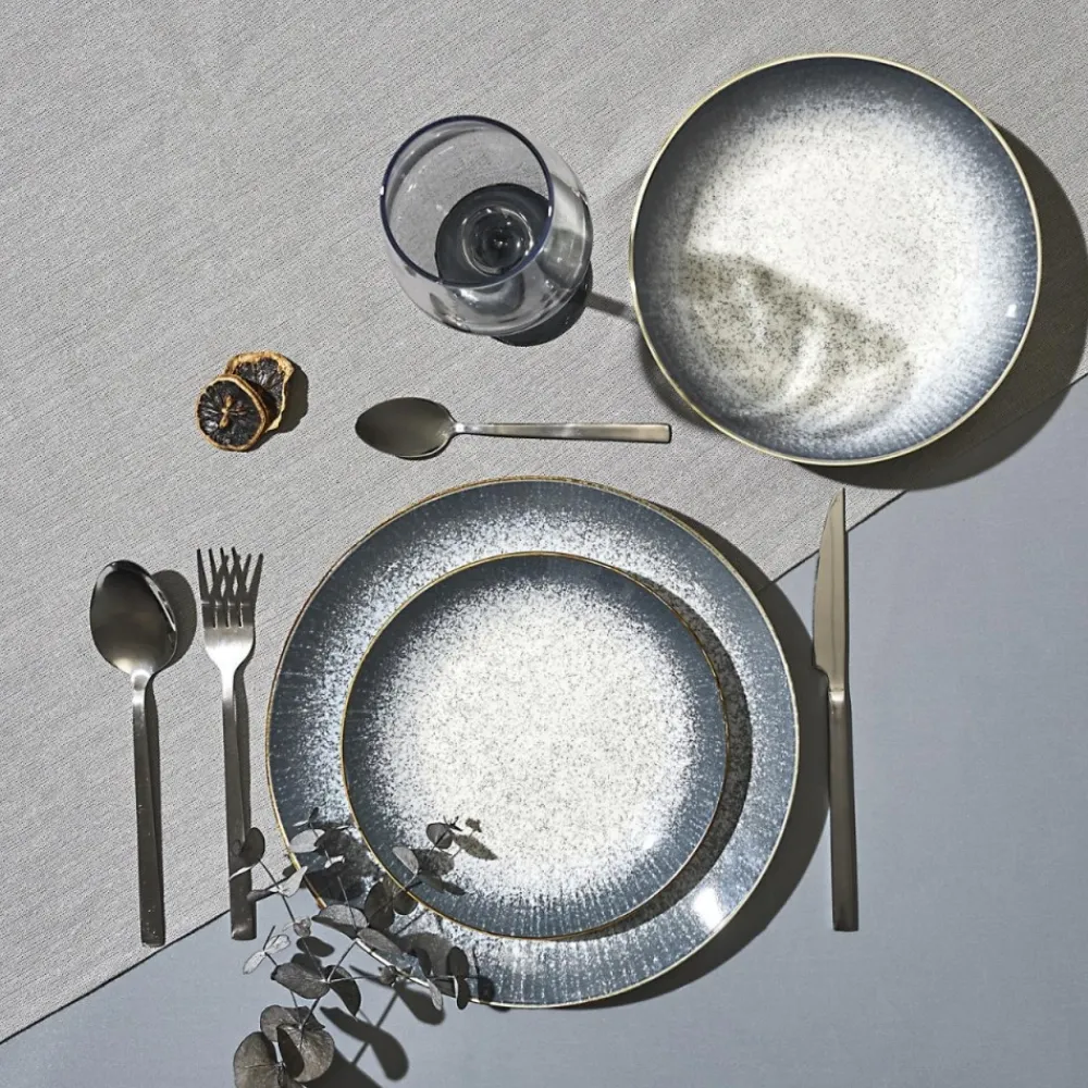 Zestaw obiadowy ceramiczny 12 el. AURA szary * Online