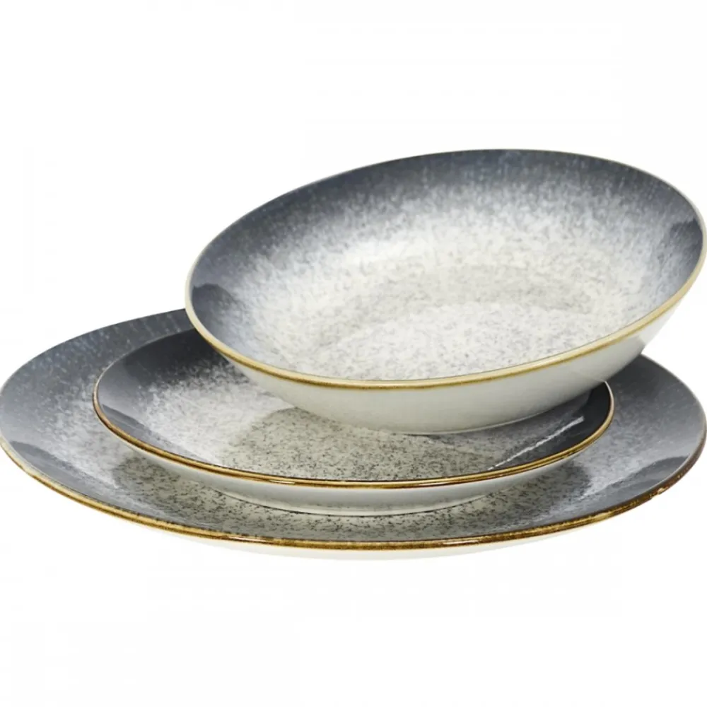Zestaw obiadowy ceramiczny 12 el. AURA szary * Online