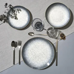 Zestaw obiadowy ceramiczny 12 el. AURA szary * Online