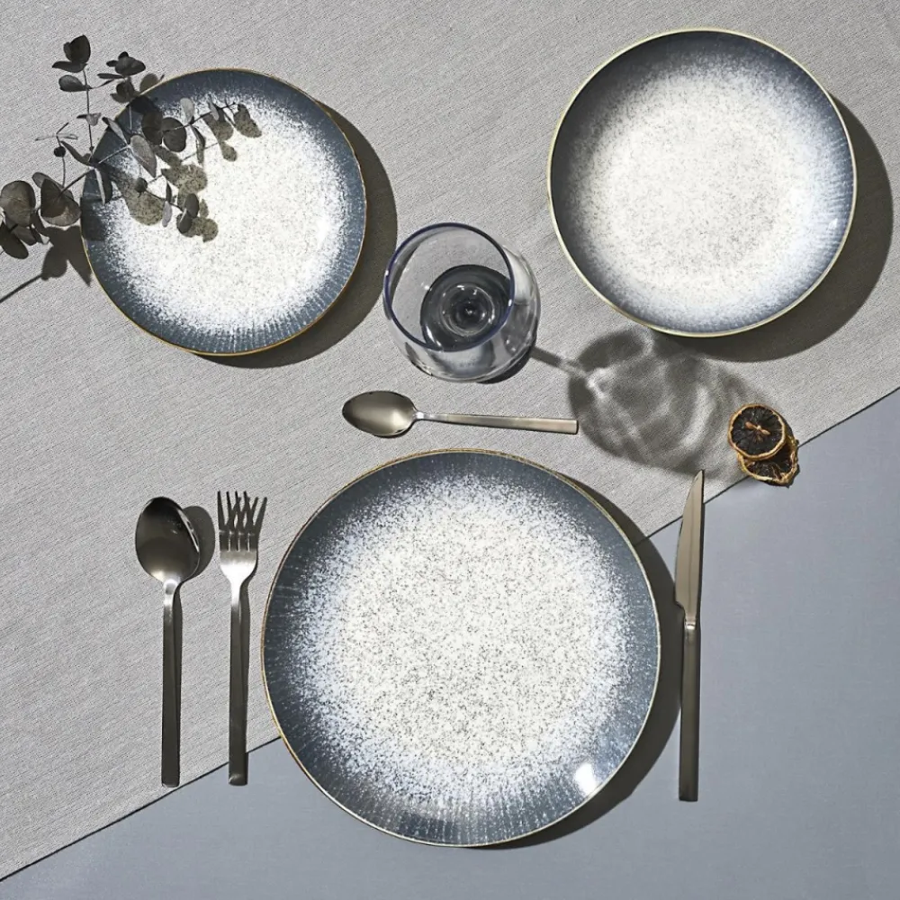 Zestaw obiadowy ceramiczny 12 el. AURA szary * Online