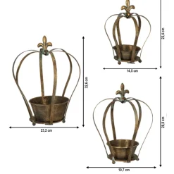 Zestaw 3 postarzanych donic w kształcie korony * Esschert Design