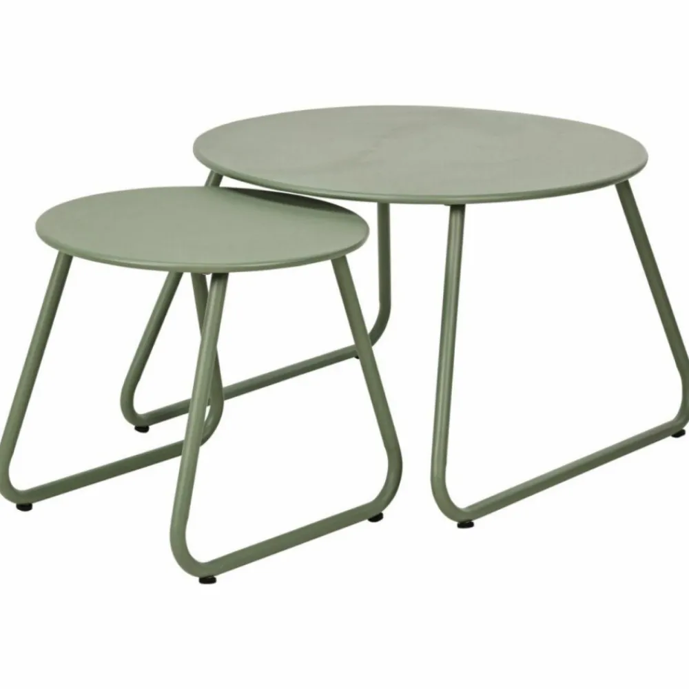 Zestaw 2 stolików metalowych zielonych Loft Duo * HowHomely