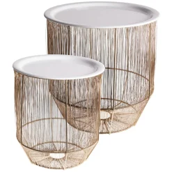 Zestaw stolików pomocniczych biało-złotych - 2 szt. * H&S Decoration Outlet