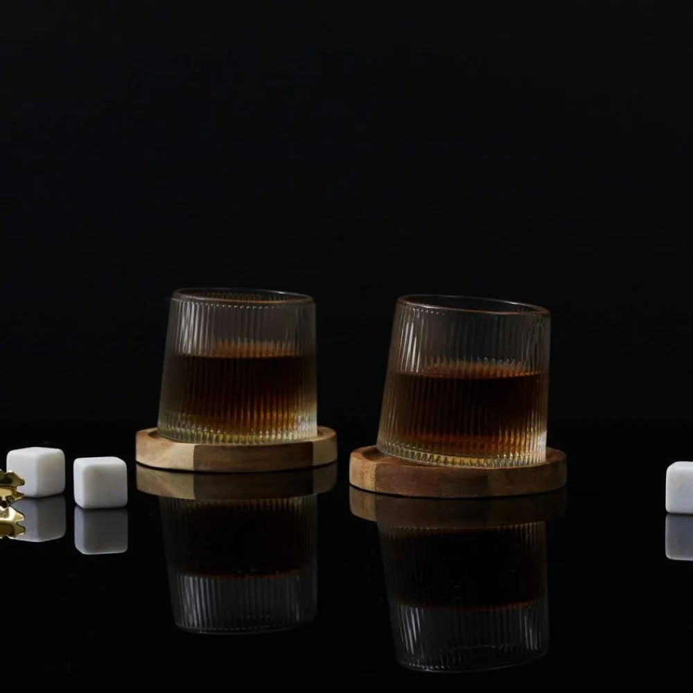 Zestaw 2 szklanek do whisky DUO akacja * HowHomely Sale