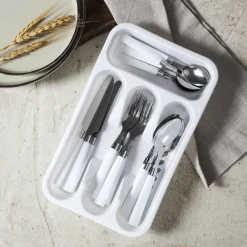 Zestaw sztućców Lino White 16 el białe * HowHomely Sale