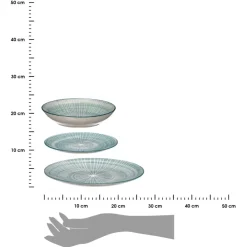 Zestaw talerzy 12 el. niebieski geometryczny wzór * VESSIA